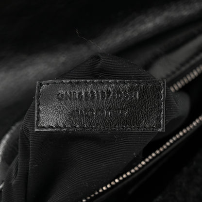 Saint Laurent Crinkled Calfskin Shearling Monogram Medium Niki Chain Satchel Black 7 of 11