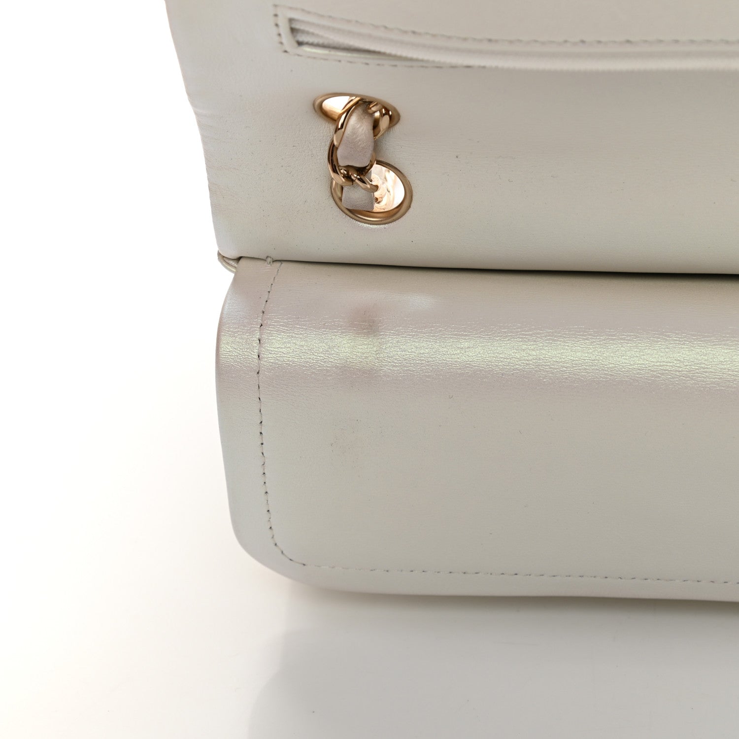 Chanel Iridescent Calfskin Quilted Medium Double Flap White 15 of 22
