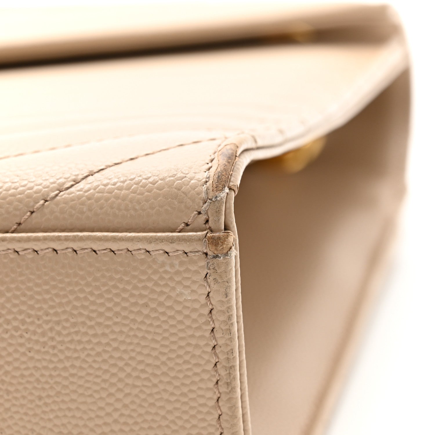 Saint Laurent Grain De Poudre Matelasse Chevron Large Monogram Satchel Dark Beige 11 of 13