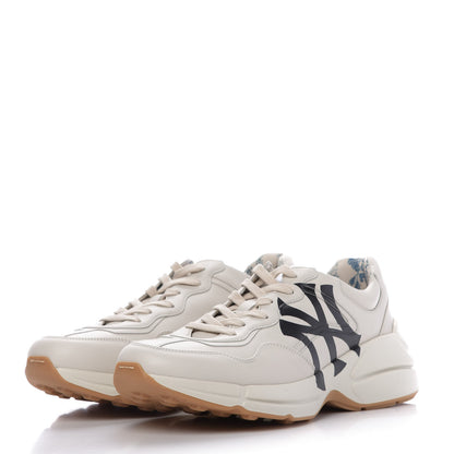 Gucci X MLB Calfskin NY Yankees Mens Rhyton Sneakers 8.5 Mystic White 2 of 11