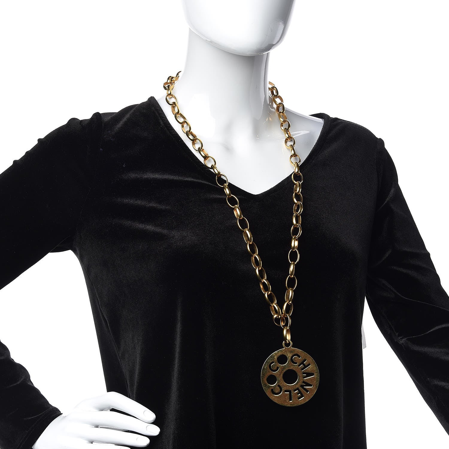 Chanel Oversized Coco Pendant Necklace Gold 2 of 6