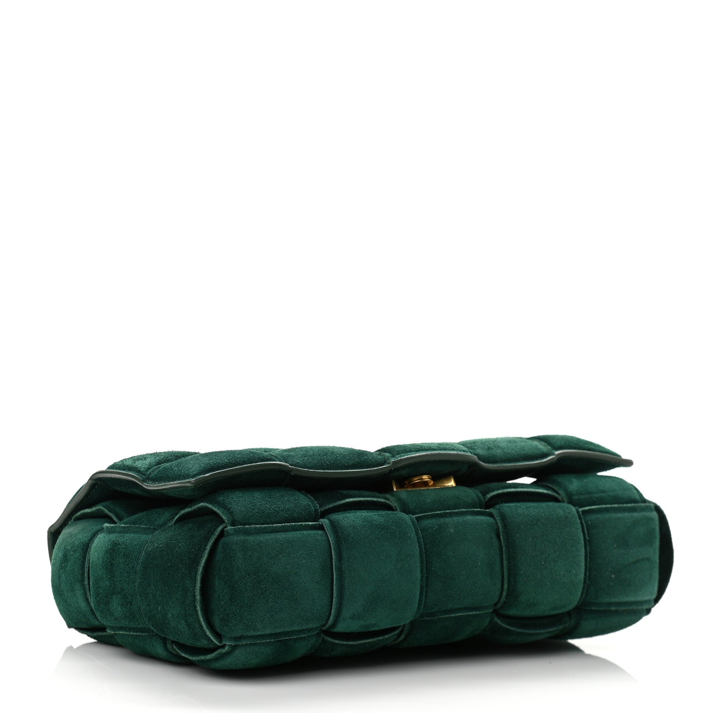 Suede Maxi Intrecciato Padded Chain Cassette Crossbody Bag Emerald Green