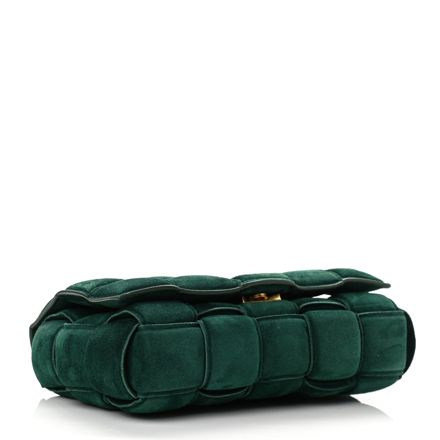 Bottega Veneta Suede Maxi Intrecciato Padded Chain Cassette Crossbody Bag Emerald Green 4 of 10