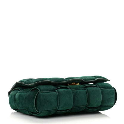 Bottega Veneta Suede Maxi Intrecciato Padded Chain Cassette Crossbody Bag Emerald Green 4 of 10