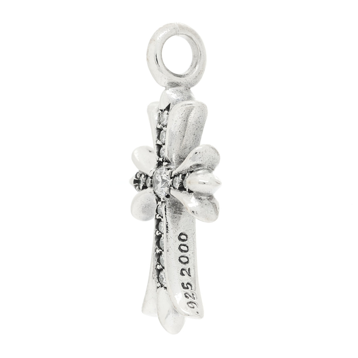 Chrome Hearts Sterling Silver Diamond CH Tiny Cross Pave Pendant 4 of 5