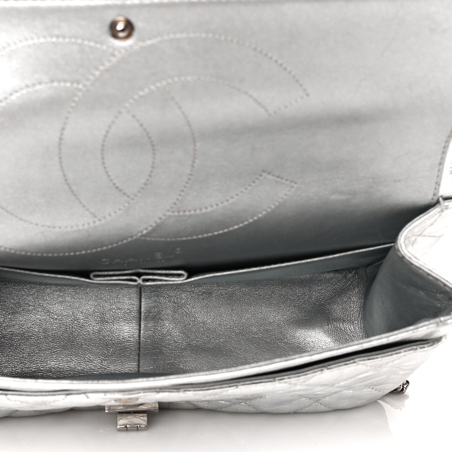 Chanel Metallic Calfskin Striped 2.55 Reissue 227 Silver 5 of 15