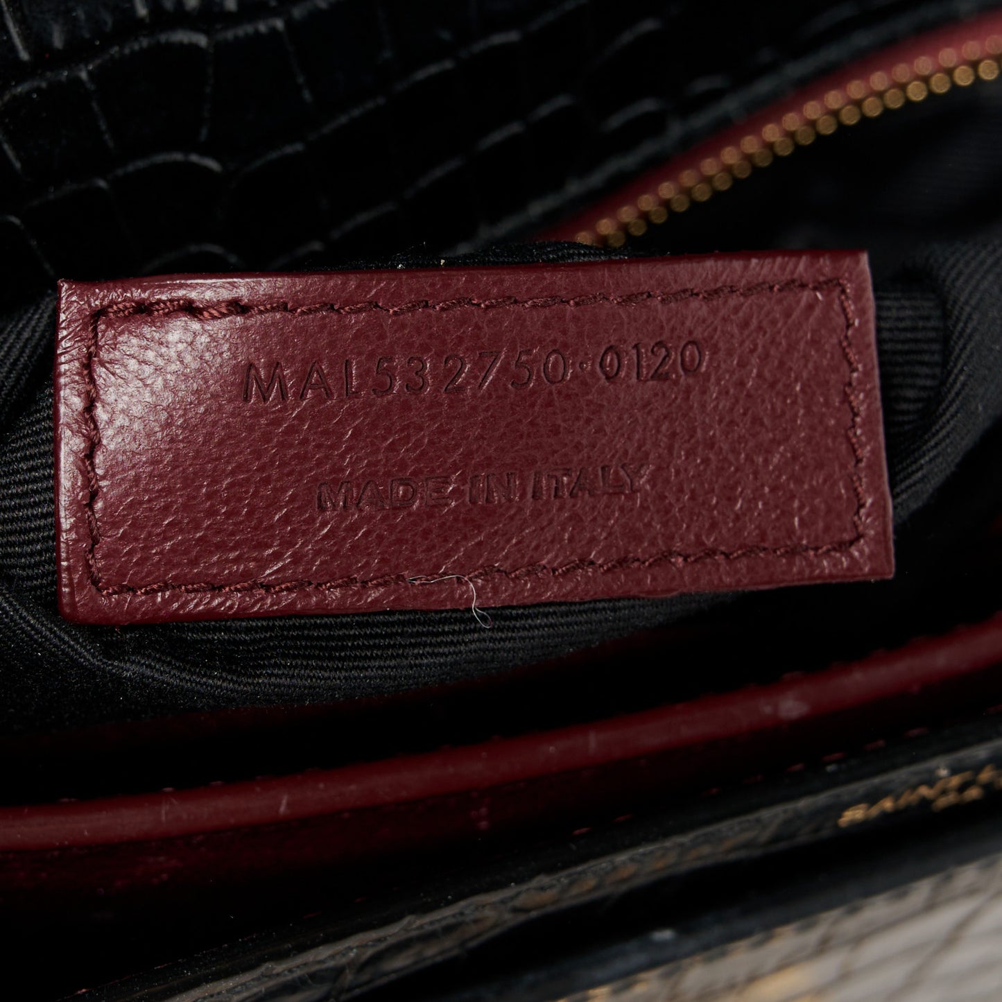 Calfskin Crocodile Embossed Monogram Cassandra Clasp Bag Black Rouge Legion