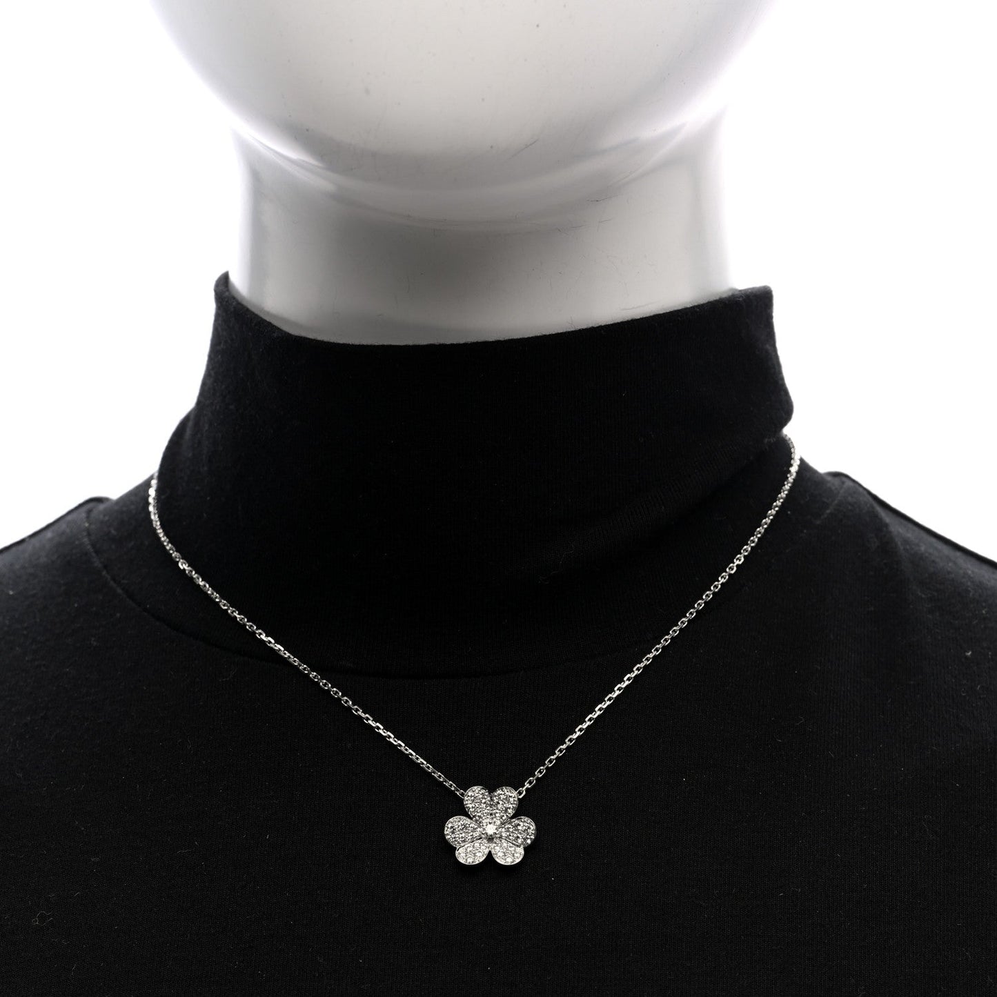 18K White Gold Diamond Small Frivole Pendant Necklace