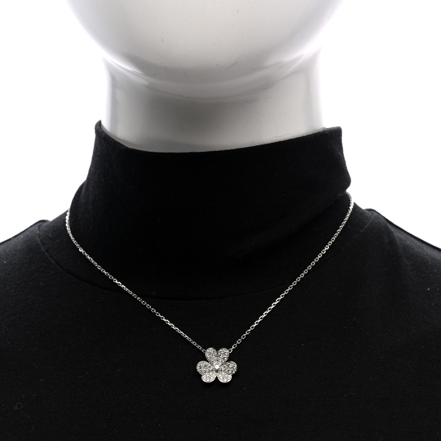 Van Cleef & Arpels 18K White Gold Diamond Small Frivole Pendant Necklace 2 of 4