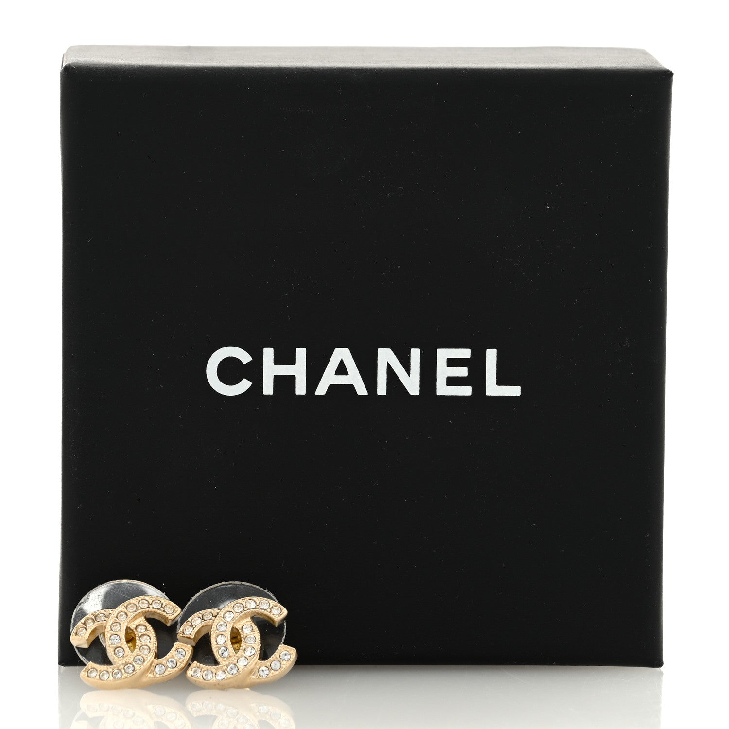 Chanel Metal Crystal CC Earrings Gold 5 of 5