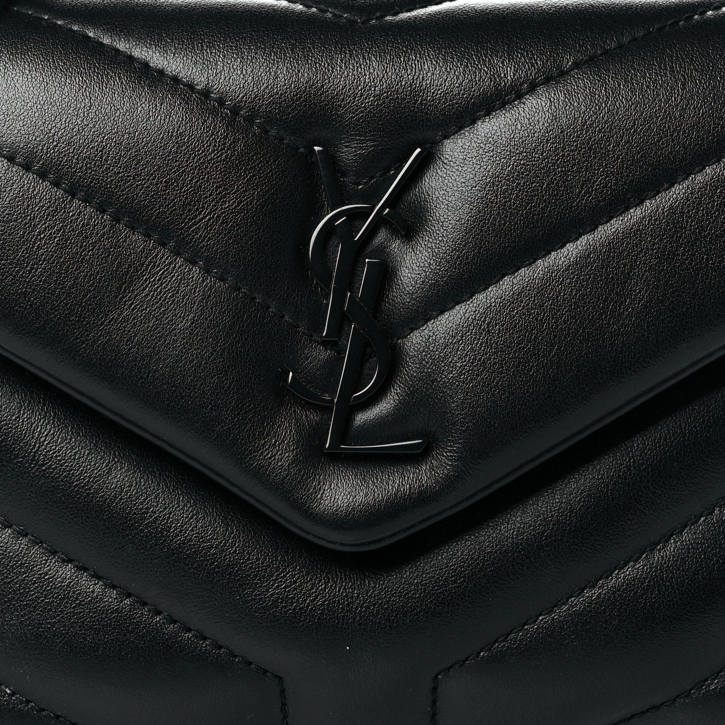 Calfskin Y Quilted Monogram Toy Loulou Crossbody Bag Black