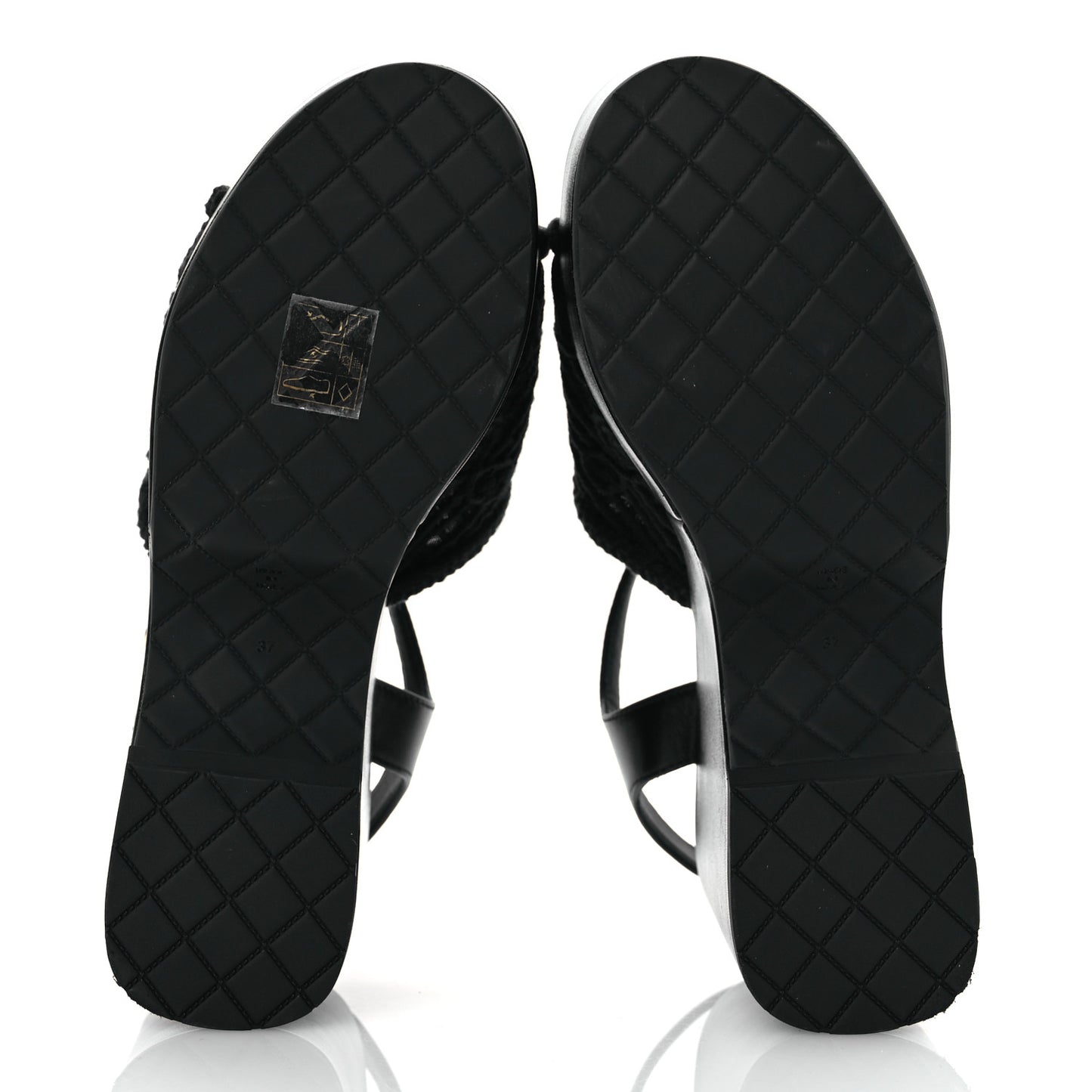 Lambskin CC Platform Sandals 37 Black