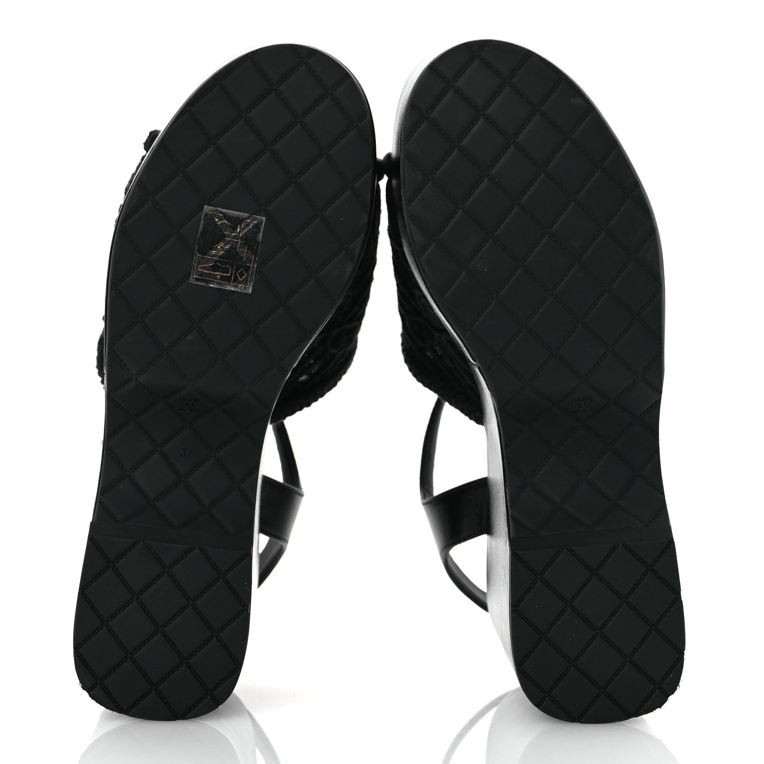 Chanel Lambskin CC Platform Sandals 37 Black 7 of 14