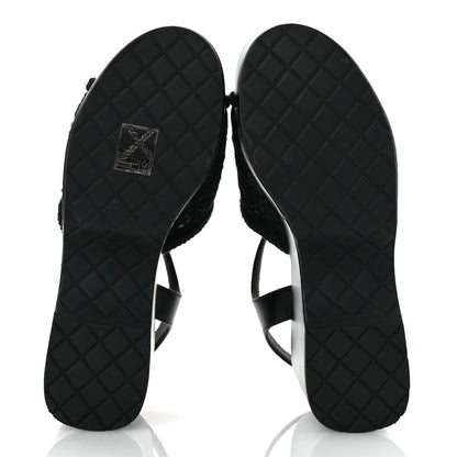 Chanel Lambskin CC Platform Sandals 37 Black 7 of 14