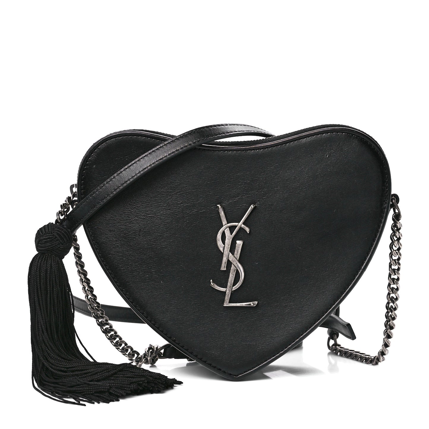 Calfskin Heart Monogram Crossbody Black