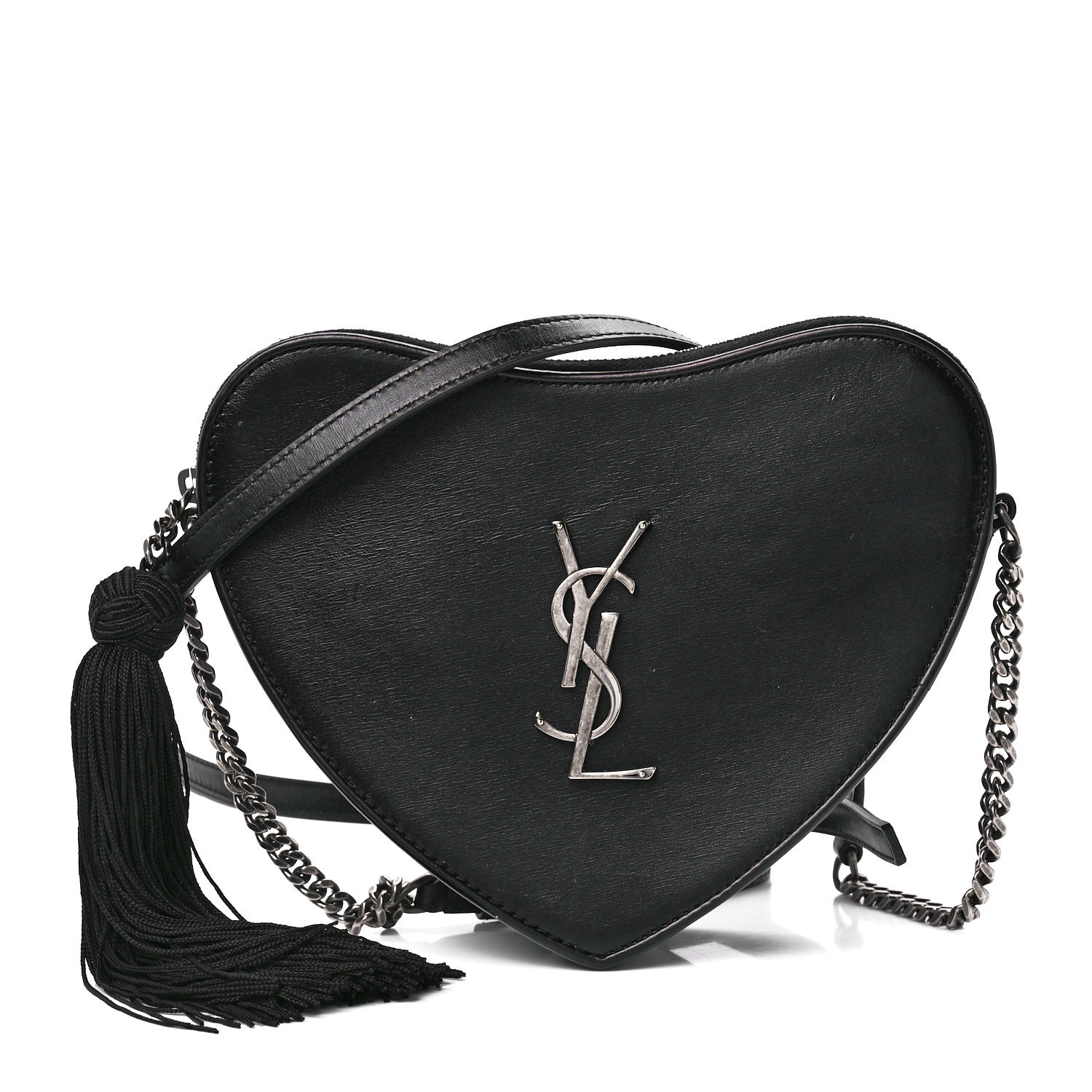 Saint Laurent Calfskin Heart Monogram Crossbody Black 1 of 12
