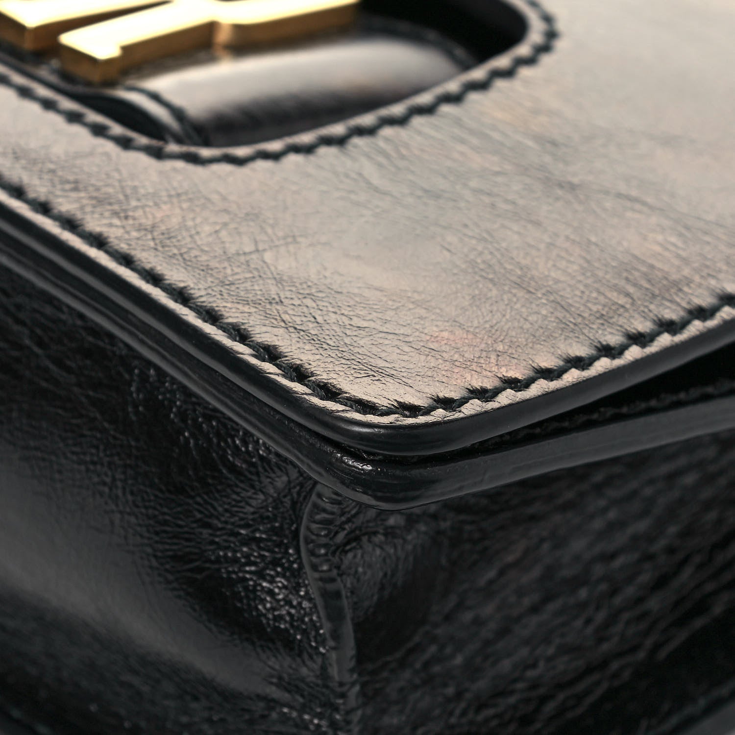 Christian Dior Crinkled Patent Lambskin Dio(r)evolution Top Handle Flap Bag Black 10 of 17
