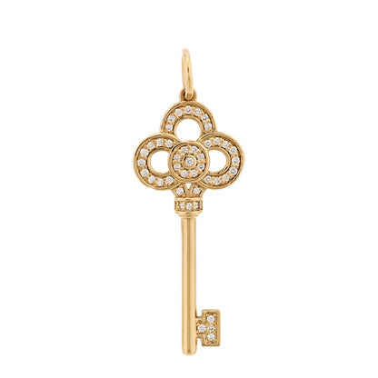 Tiffany 18K Yellow Gold Diamond Mini Crown Key Pendant 1 of 4