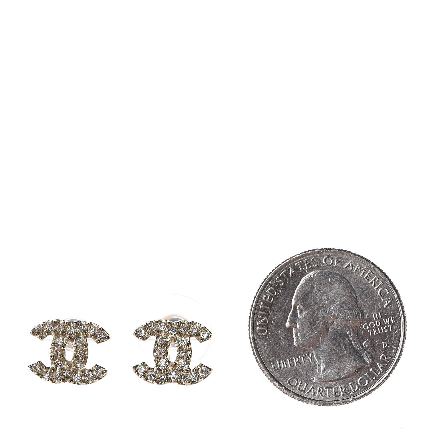 Chanel Crystal Mini CC Earrings Gold 2 of 4