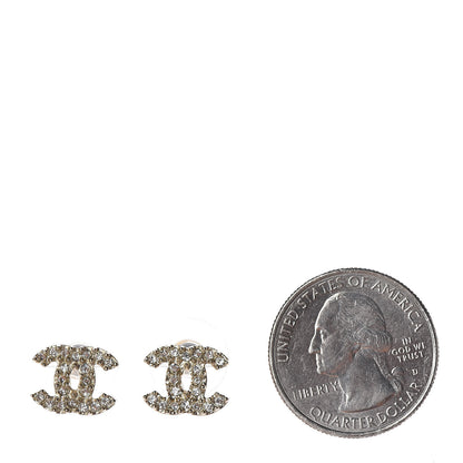 Chanel Crystal Mini CC Earrings Gold 2 of 4