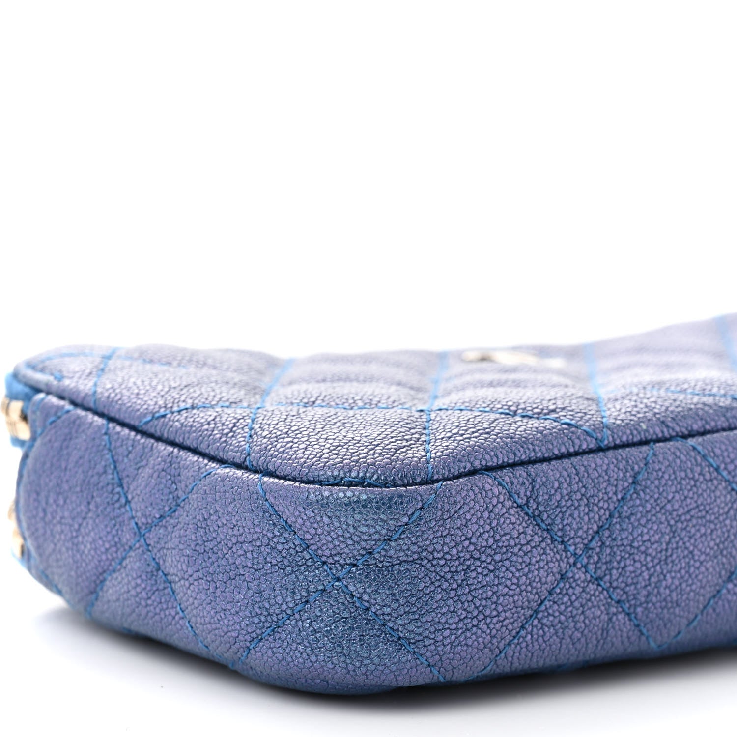 Chanel Iridescent Caviar Quilted Clutch With Chain Dark Blue 11 of 13