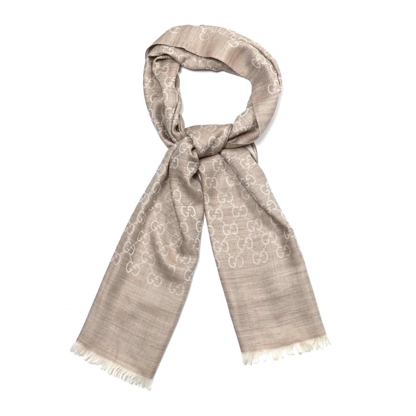 Wool Silk GG Monogram GGNat Scarf Sand