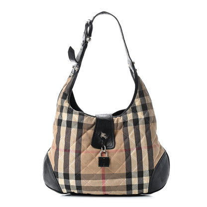Burberry House Check Quilted Brook Hobo Black 1 of 11