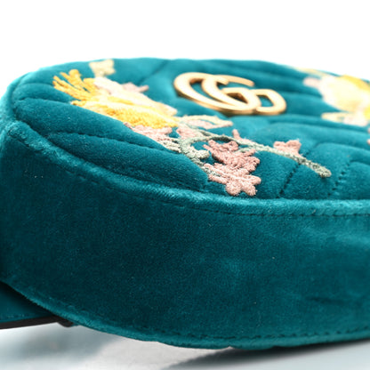 Gucci Velvet Matelasse Embroidered GG Marmont Belt Bag 85 34 Pavone Cyan 9 of 11