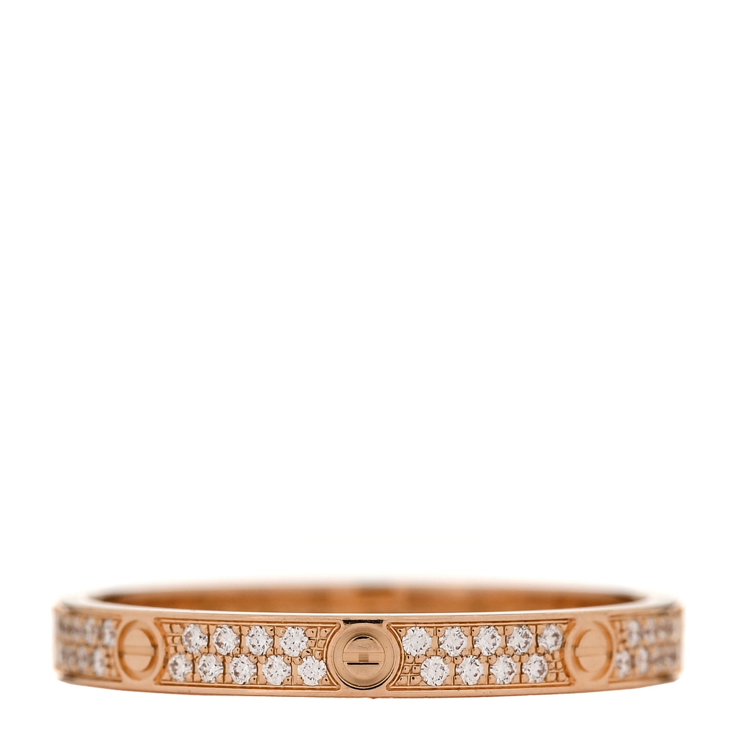 18K Pink Gold Diamond 2.6mm LOVE Paved Band Ring 56 7.75