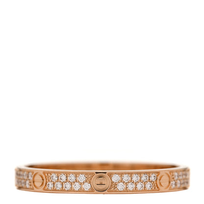 Cartier 18K Pink Gold Diamond 2.6mm LOVE Paved Band Ring 56 7.75 1 of 5