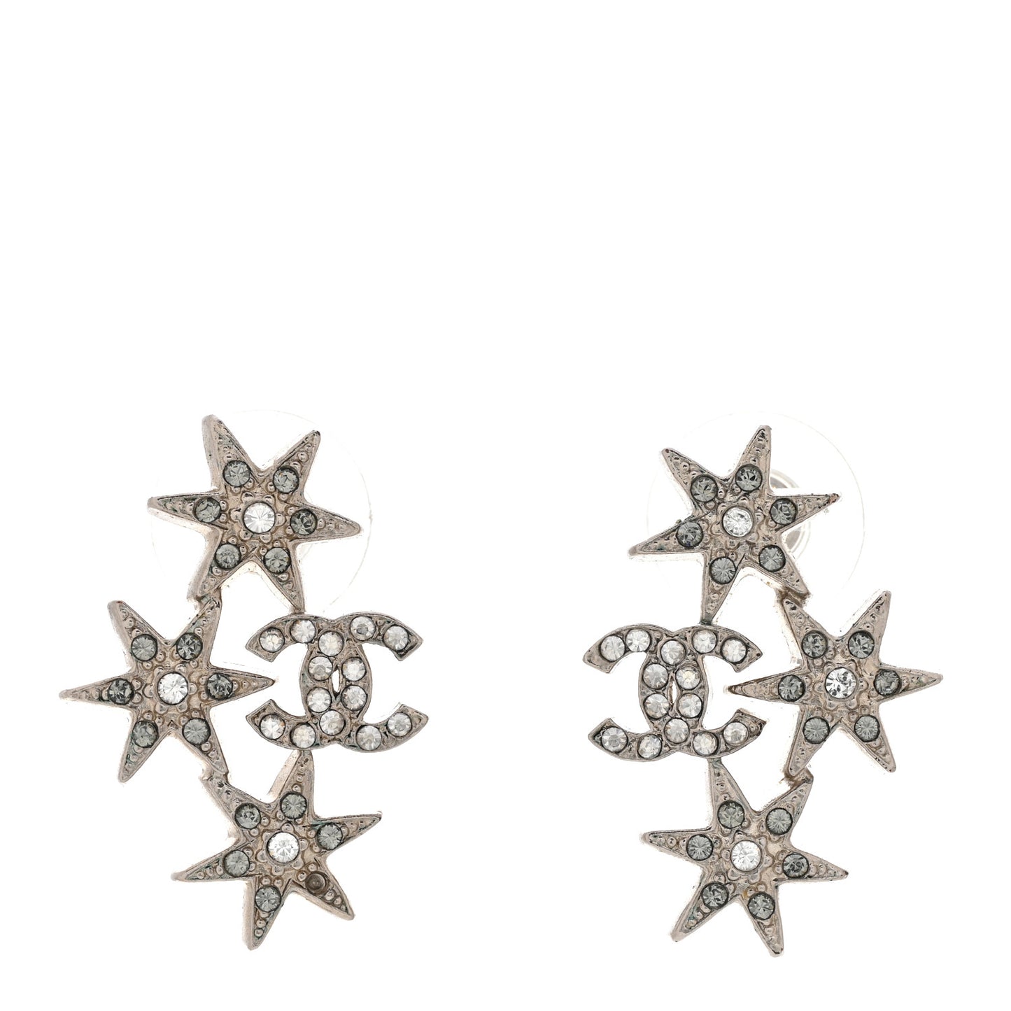 Crystal CC Star Earrings Silver