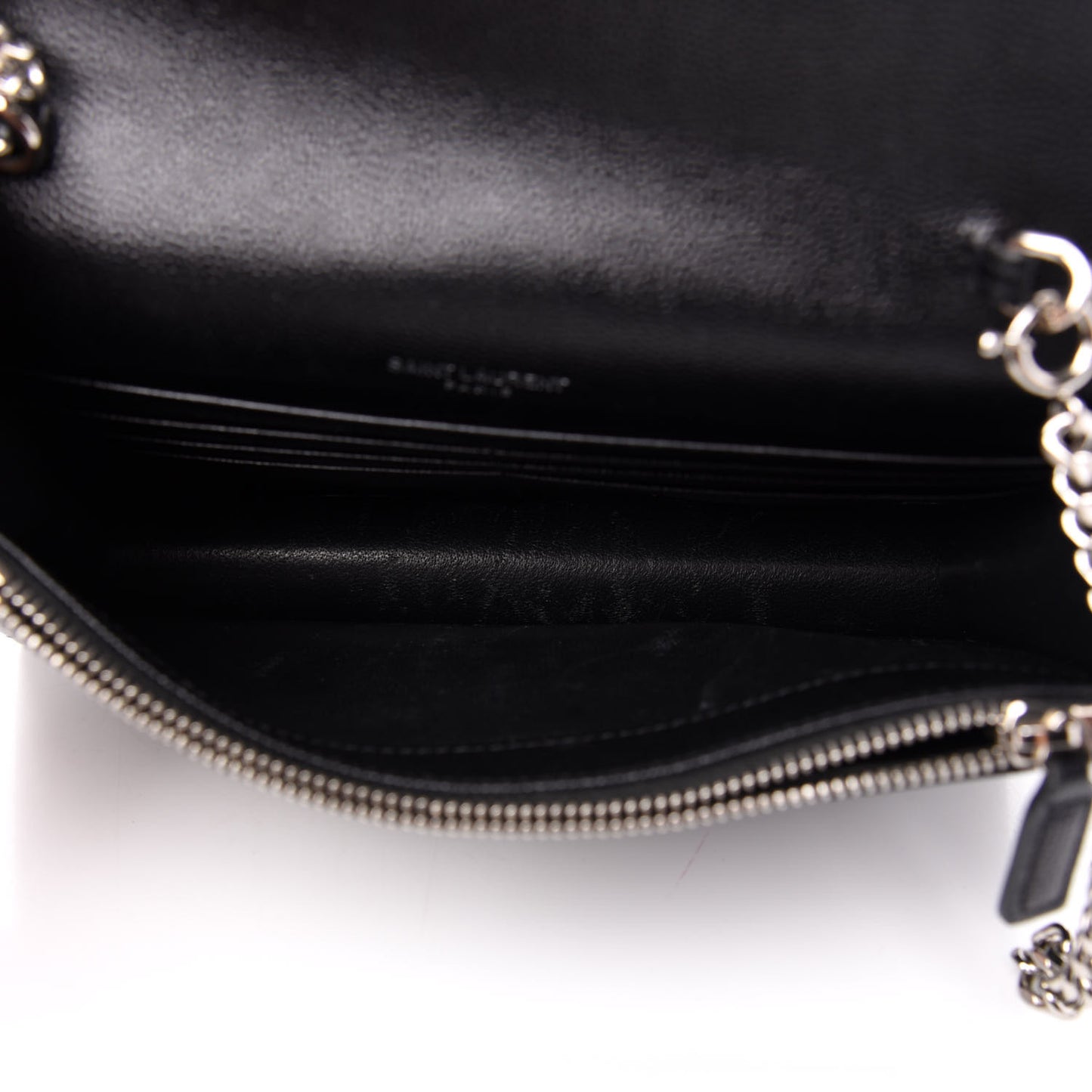 Grain De Poudre Matelasse Chevron Monogram Envelope Chain Wallet Black
