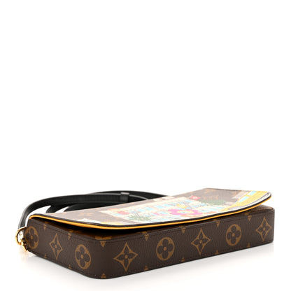 Louis Vuitton Monogram 2022 Christmas Animation New York Soho Pochette Felicie Chain Wallet Yellow 5 of 10