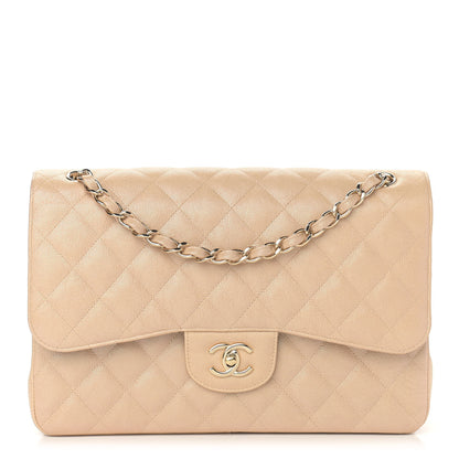 Chanel Iridescent Caviar Quilted Jumbo Double Flap Beige 1 of 14