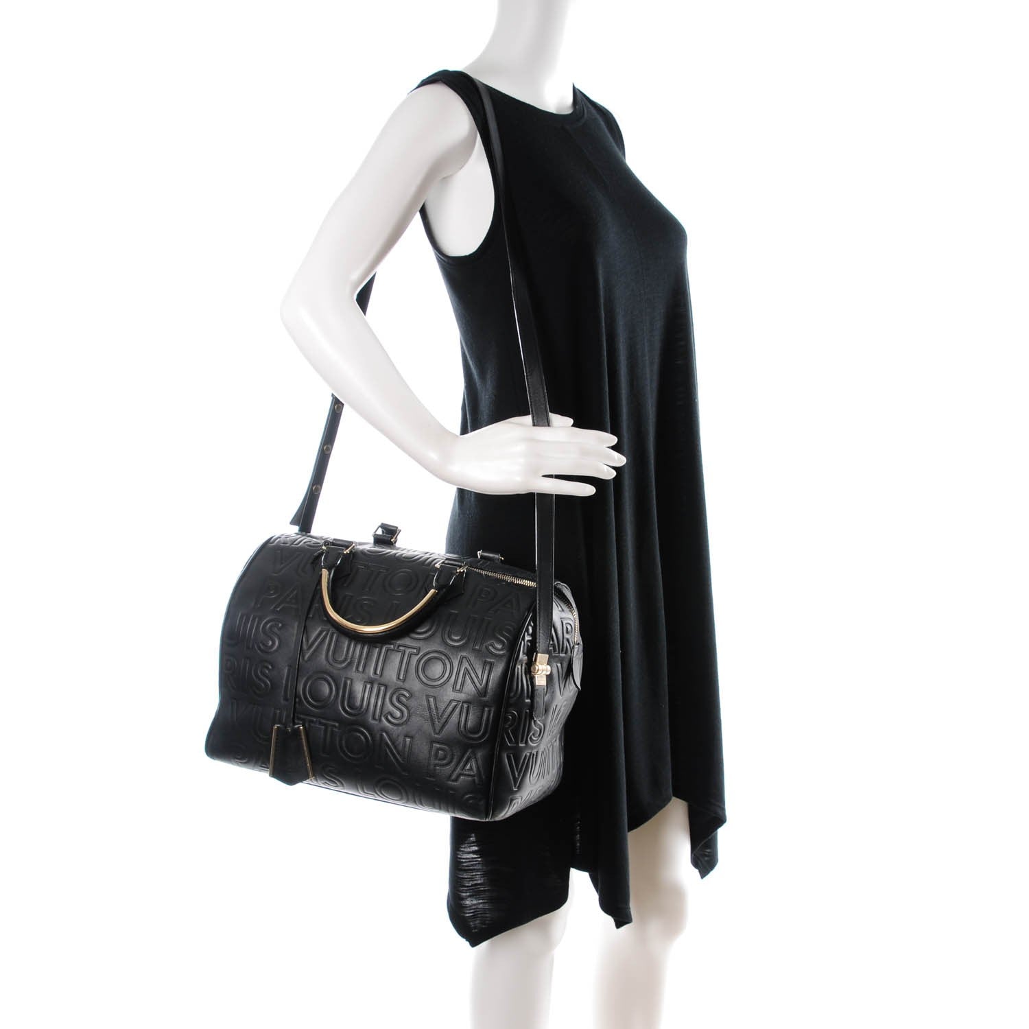 Louis Vuitton Calfskin Embossed Speedy Cube 30 Black 2 of 7