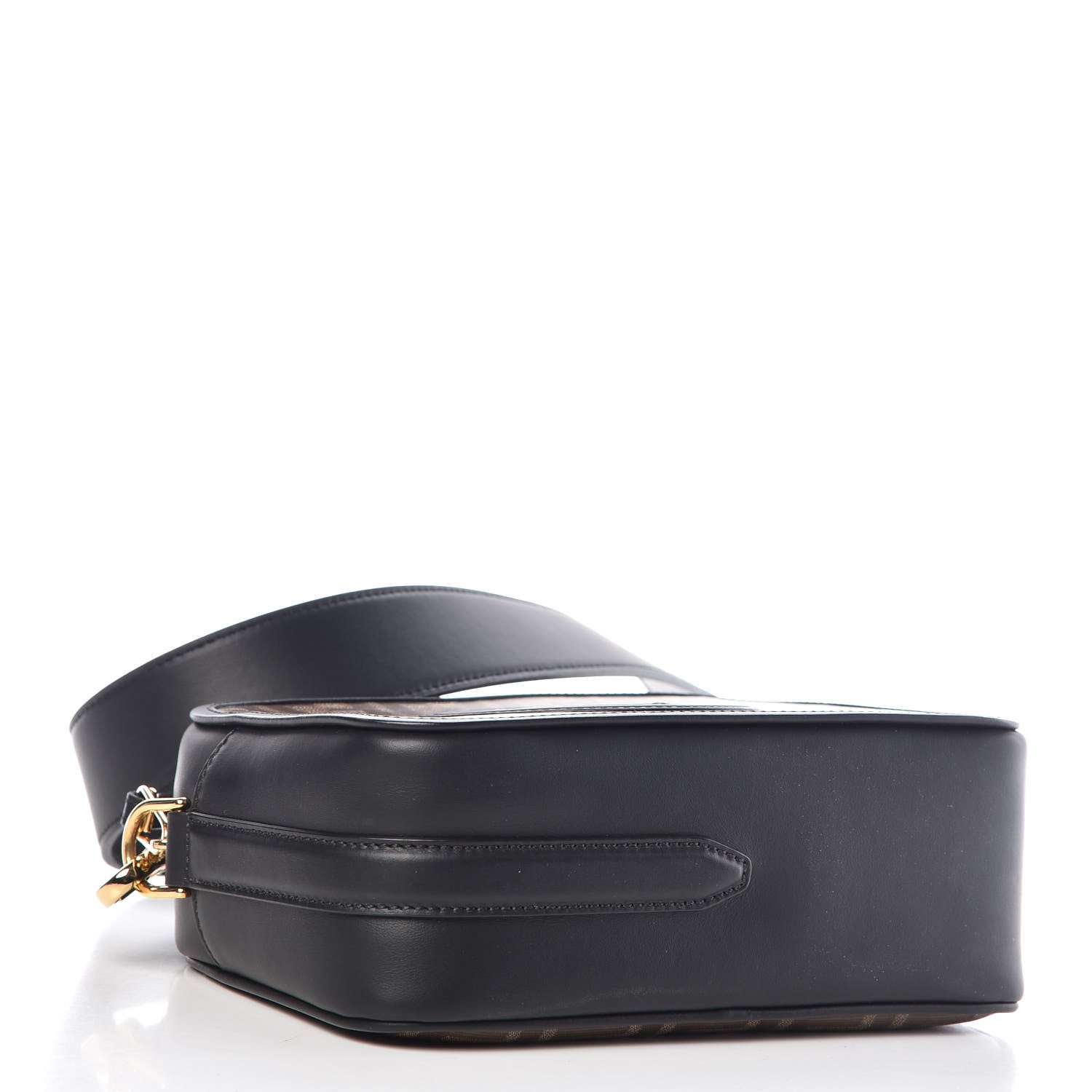 Fendi Glazed Fabric Vitello Century F is Fendi FF 1974 Stamp Patch Camera Case Mogano Panna Black 4 of 9