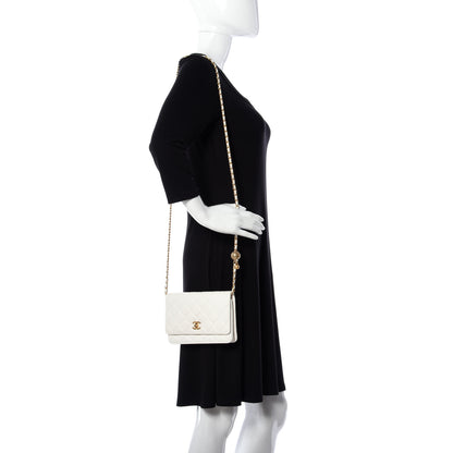 Chanel Lambskin Quilted CC Pearl Crush Wallet on Chain WOC White 3 of 27