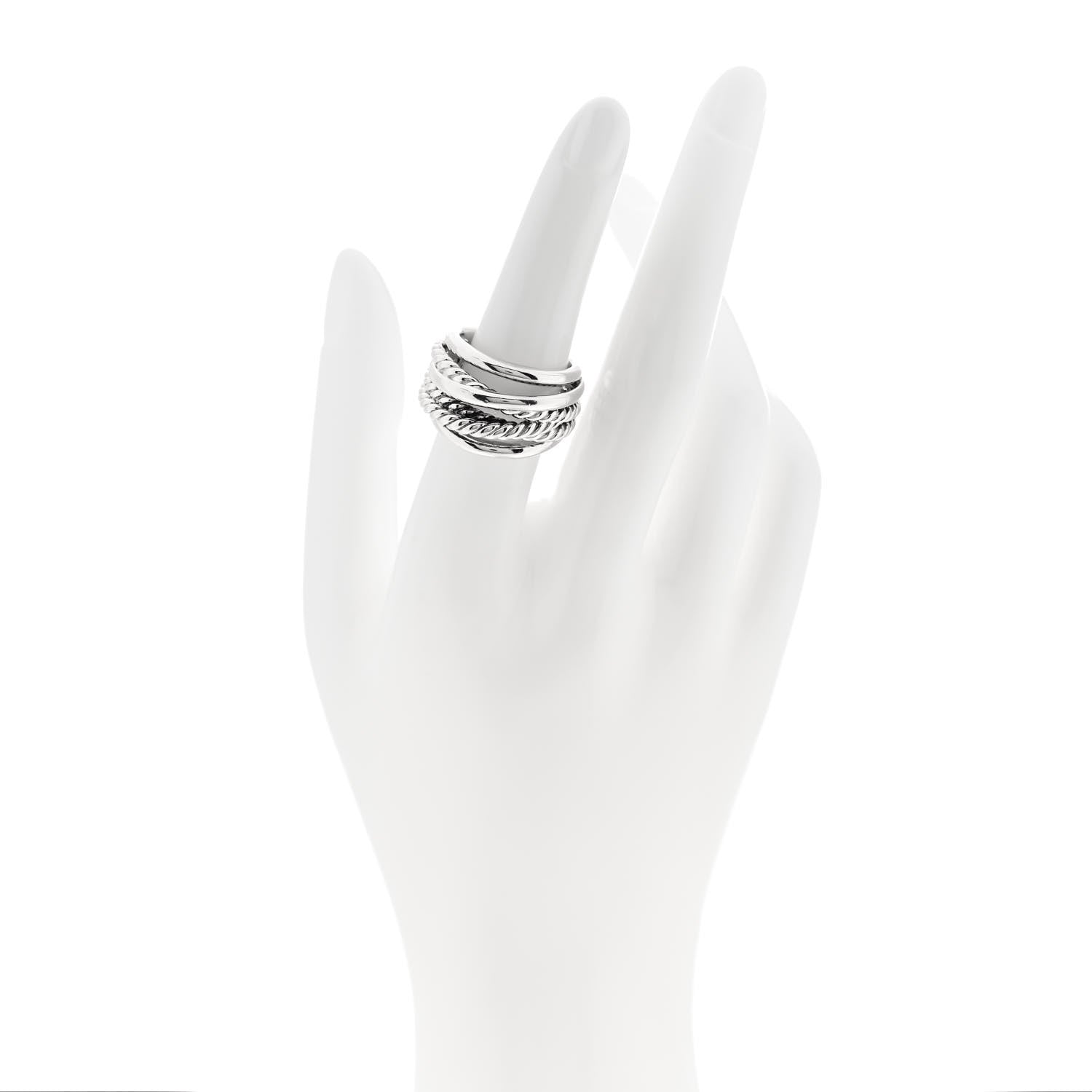 David Yurman Sterling Silver 15mm Wide Crossover Cable Ring 54 7 2 of 4
