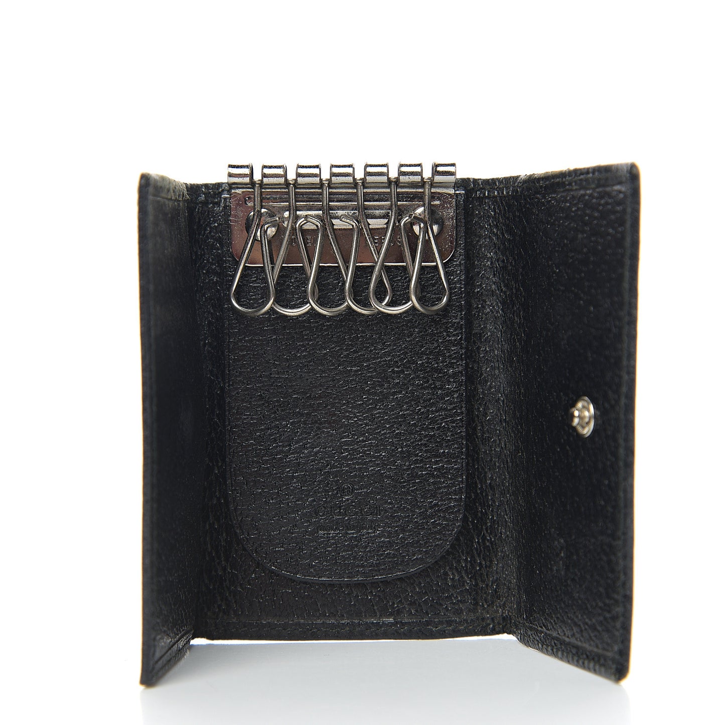 Calfskin Square G 6 Key Holder Case Black