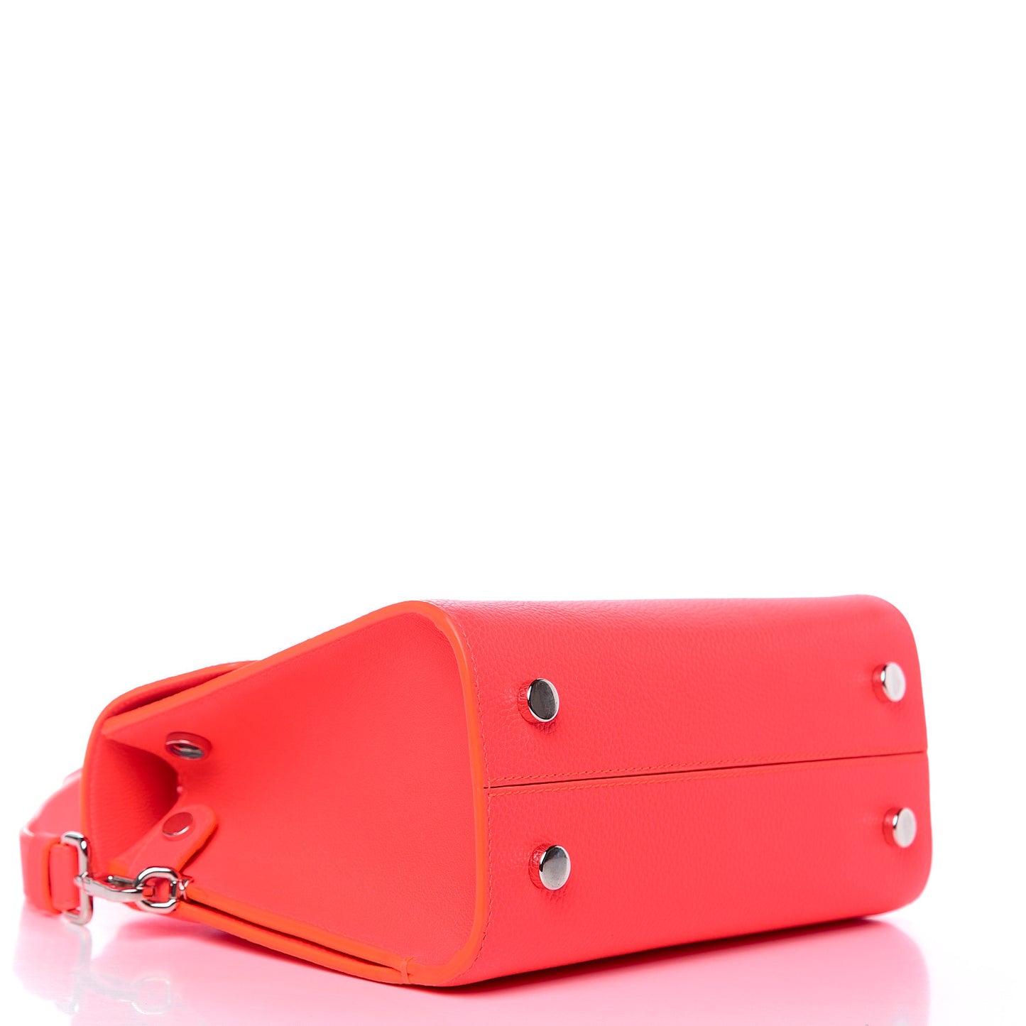 Grained Calfskin Mini Diorever Flap Fluorescent Goji Pink