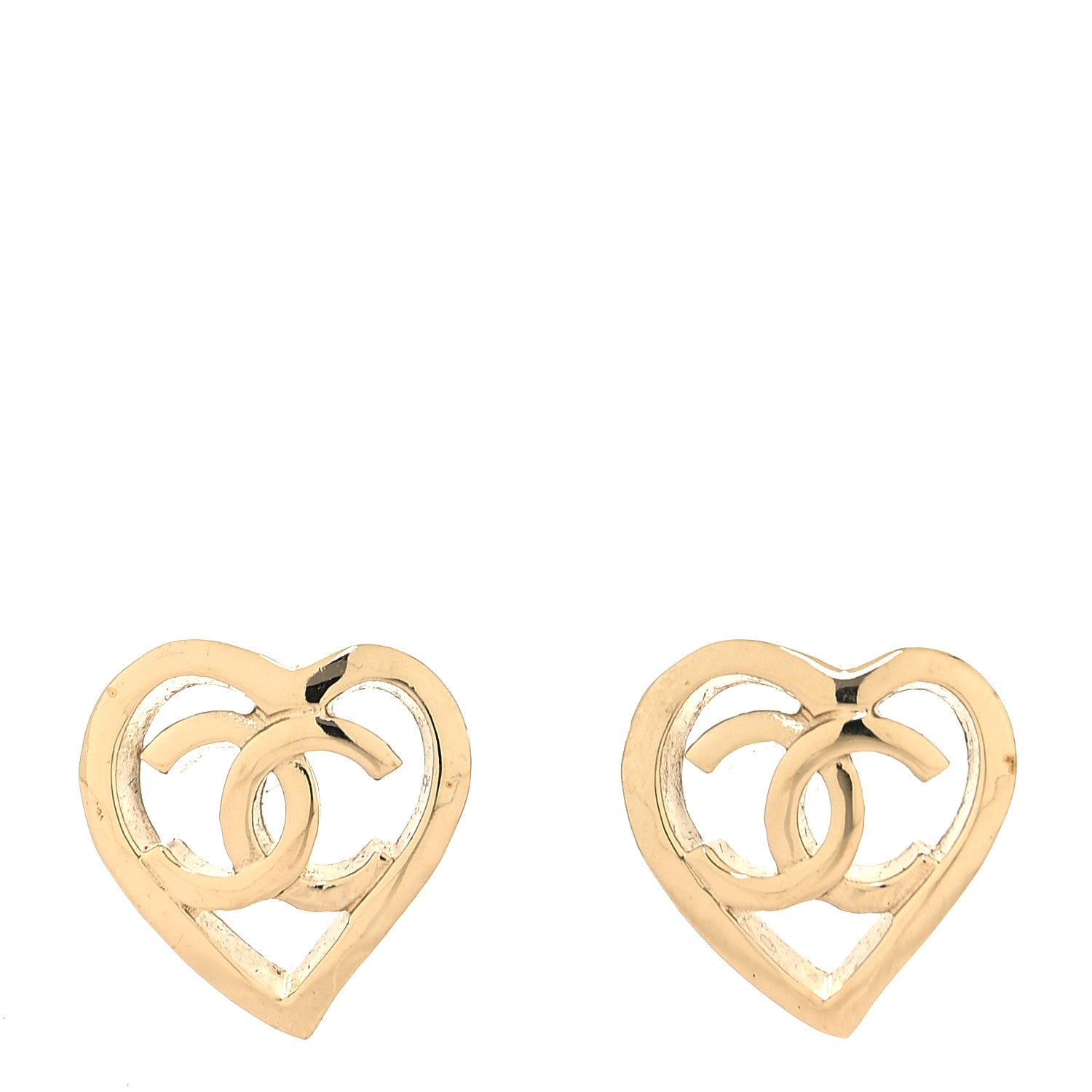Chanel Metal CC Heart Coco In Love Earrings Gold 1 of 4