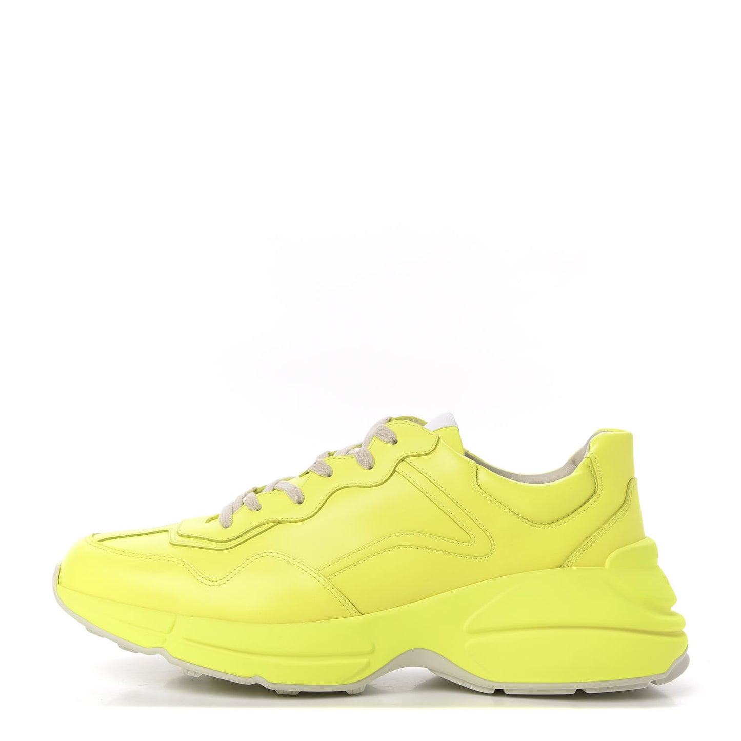 Calfskin Mens Rhyton Sneakers 10.5 Yellow Fluo