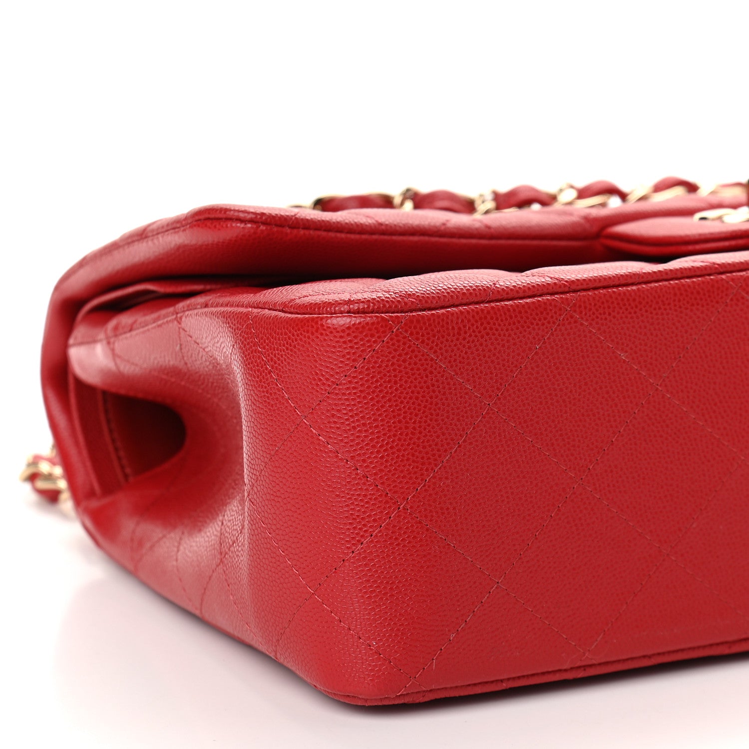 Chanel Caviar Quilted Jumbo Double Flap Red 8 of 9