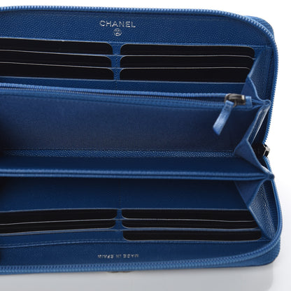 Chanel Caviar Quilted Large Zip Around Boy Wallet Blue 5 of 9
