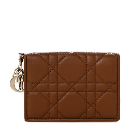 Christian Dior Calfskin Cannage Small Lady Dior Flap Card Holder Golden Saddle 1 of 10