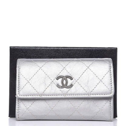 Chanel Metallic Calfskin Quilted Palette Card Holder Silver 16 of 18