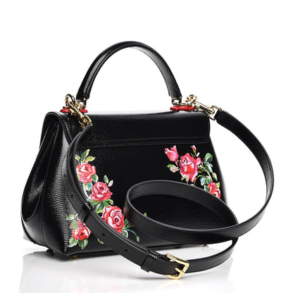 Dolce & Gabbana Grained Calfskin Printed Lucia Small Satchel Nero Black 5 of 12