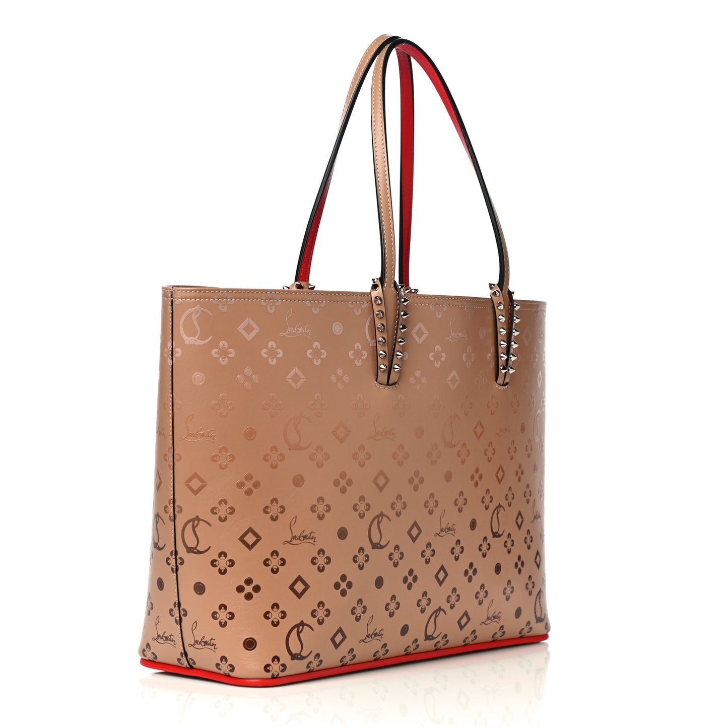 Calfskin Patent Degrade Loubinthesky East West Cabata Tote Nude