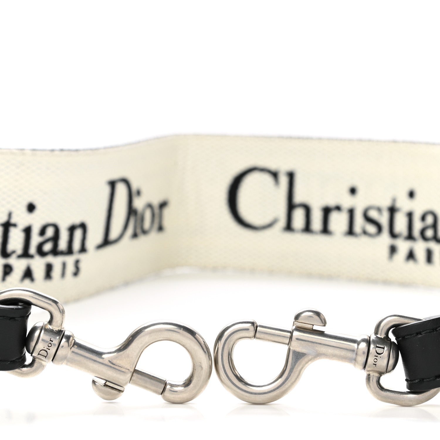 Christian Dior Canvas Embroidered Shoulder Strap Black White 3 of 4