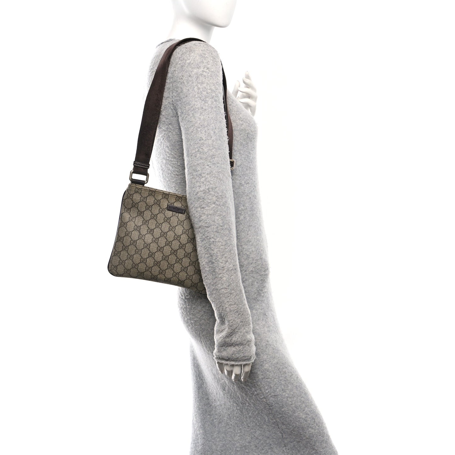 GG Supreme Monogram Small Flat Messenger Bag Dark Brown